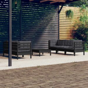 6 Piece Garden Lounge Set with Anthracite Cushions Pinewood