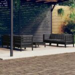 7 Piece Garden Lounge Set with Anthracite Cushions Pinewood