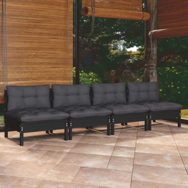 Outdoor Patio Sofa Set Garden Furniture Solid Wood Modular Seating w/ Cushions