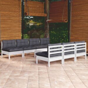 8 Piece Garden Lounge Set with Anthracite Cushions Pinewood