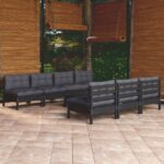 8 Piece Garden Lounge Set with Anthracite Cushions Pinewood