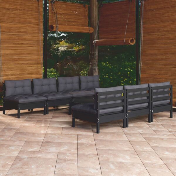 8 Piece Garden Lounge Set with Anthracite Cushions Pinewood