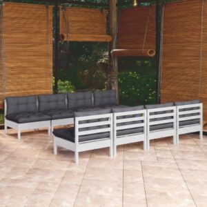 9 Piece Garden Lounge Set with Cushions Solid Pinewood