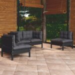 4 Piece Garden Lounge Set with Cushions Solid Pinewood