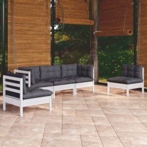 5 Piece Garden Lounge Set with Cushions Solid Pinewood