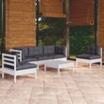 6 Piece Garden Lounge Set with Cushions Solid Pinewood