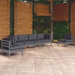 6 Piece Garden Lounge Set with Cushions Solid Pinewood