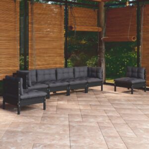 6 Piece Garden Lounge Set with Cushions Solid Pinewood