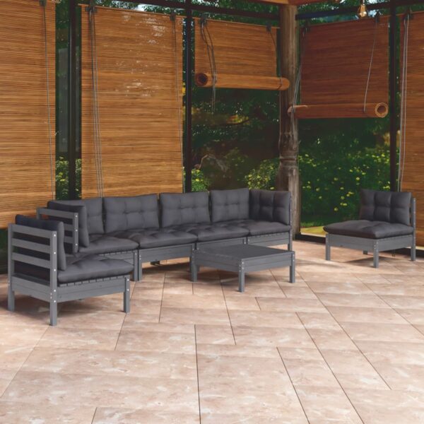 7 Piece Garden Lounge Set with Cushions Solid Pinewood