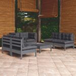 7 Piece Garden Lounge Set with Cushions Solid Pinewood