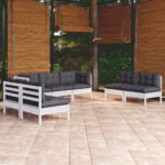 7 Piece Garden Lounge Set with Cushions Solid Pinewood