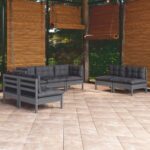 7 Piece Garden Lounge Set with Cushions Solid Pinewood