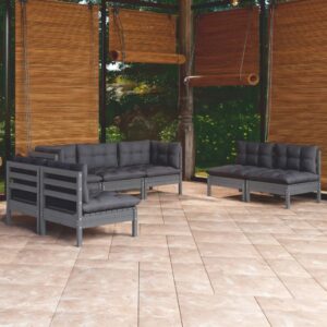 7 Piece Garden Lounge Set with Cushions Solid Pinewood