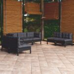 7 Piece Garden Lounge Set with Cushions Solid Pinewood