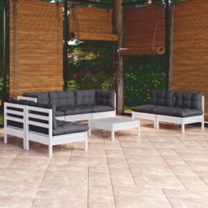 8 Piece Garden Lounge Set with Cushions Solid Pinewood