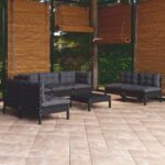 8 Piece Garden Lounge Set with Cushions Solid Pinewood