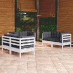 6 Piece Garden Lounge Set with Cushions Solid Pinewood