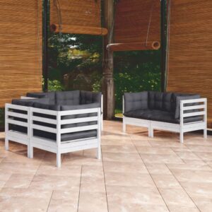 6 Piece Garden Lounge Set with Cushions Solid Pinewood