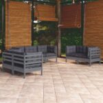 7 Piece Garden Lounge Set with Cushions Solid Pinewood