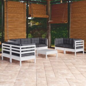 8 Piece Garden Lounge Set with Cushions Solid Pinewood