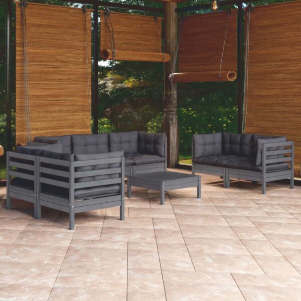 8 Piece Garden Lounge Set with Cushions Solid Pinewood