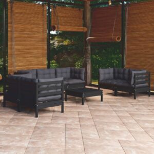 8 Piece Garden Lounge Set with Cushions Solid Pinewood