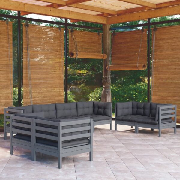 8 Piece Garden Lounge Set with Cushions Solid Pinewood