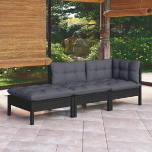 Outdoor Garden Lounge Set Solid Pine Wood with Comfort Cushions Patio Furniture