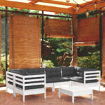 7 Piece Garden Lounge Set with Cushions White Pinewood