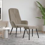 Relaxing Chair with Footstool Light Grey Velvet