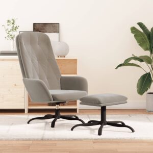 Relaxing Chair with Footstool Light Grey Velvet