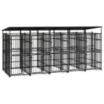 Outdoor Dog Kennel with Roof Steel 9.22 m²