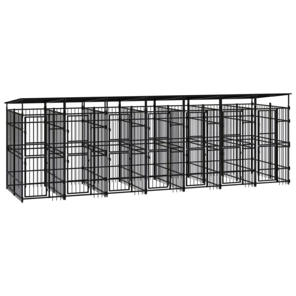 Outdoor Dog Kennel with Roof Steel 12.9 m²