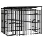 Outdoor Dog Kennel with Roof Steel 5.53 m²