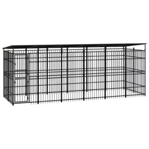 Outdoor Dog Kennel with Roof Steel 11.06 m²