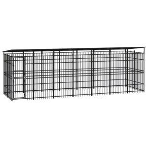 Outdoor Dog Kennel with Roof Steel 12.9 m²