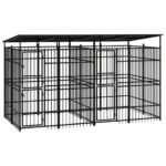 Outdoor Dog Kennel with Roof Steel 7.37 m²