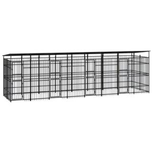 Outdoor Dog Kennel with Roof Steel 14.75 m²