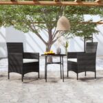 Elegant Outdoor Garden Patio Dining Set Poly Rattan Furniture Black with Cushions