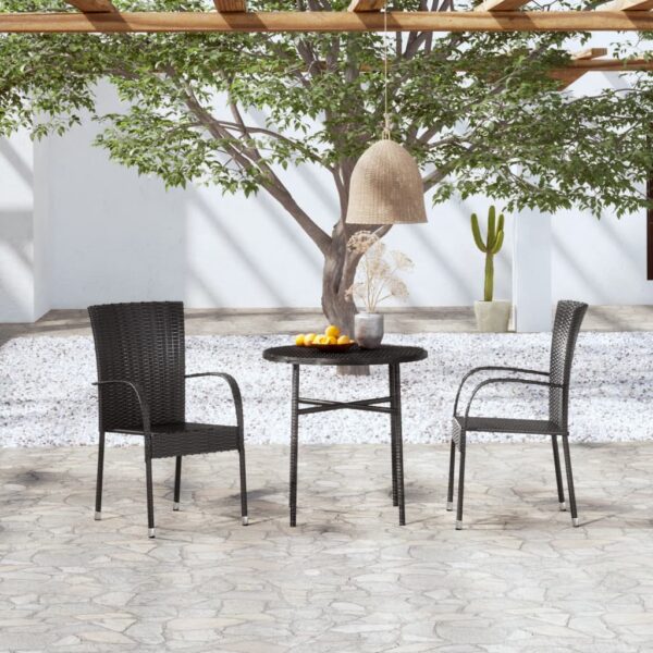 Elegant Outdoor Garden Patio Dining Set Poly Rattan Furniture Black Stackable