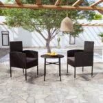 Elegant Outdoor Garden Patio Dining Set Poly Rattan Weather-Resistant Black