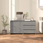 Chic Grey Sonoma Sideboard Set Engineered Wood Storage Cabinet Organizer