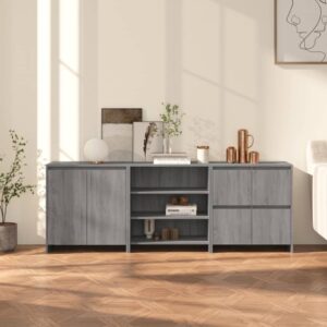 Chic Grey Sonoma Sideboard Set Engineered Wood Storage Organizer Cabinet