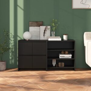 2 Piece Sideboard Black Engineered Wood