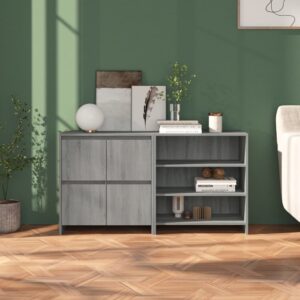 Chic Grey Sonoma Sideboard Set Engineered Wood Storage Cabinet Organizer