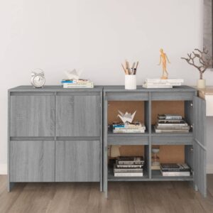 Chic Grey Sonoma Engineered Wood Sideboard Set Minimalist Storage Organizer