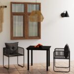 Outdoor Rattan Garden Dining Set Black Patio Furniture Glass Tabletop Chairs