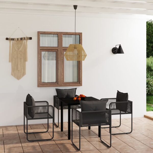 5 Piece Garden Dining Set Black