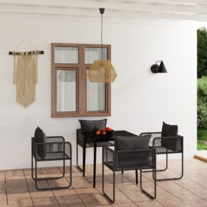 5 Piece Garden Dining Set Black