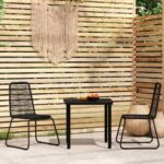 Outdoor Rattan Patio Chairs & Glass Top Table Dining Set Garden Furniture Black